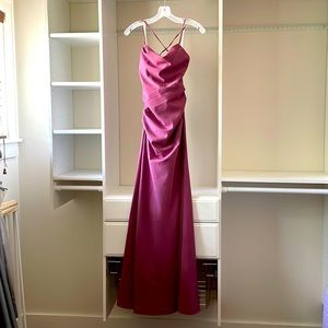 Galina signature stretch crepe cowl neck strapped bridesmaid dress, chianti